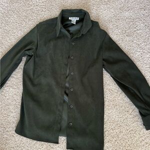 Green suede shirt with buttons